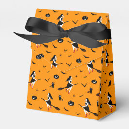 Orange Halloween Gefälligkeitsbox mit Hexen Geschenkschachtel