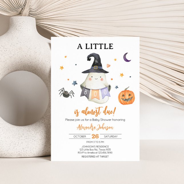 Orange Halloween Ghost Little Boo Baby Dusche Einladung (Little Boo Baby Shower Invitation)
