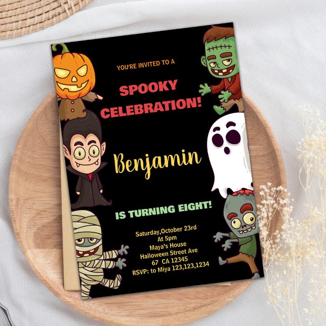 Orange Halloween Invitations Anniversaire (Orange Halloween Birthday Invitations)