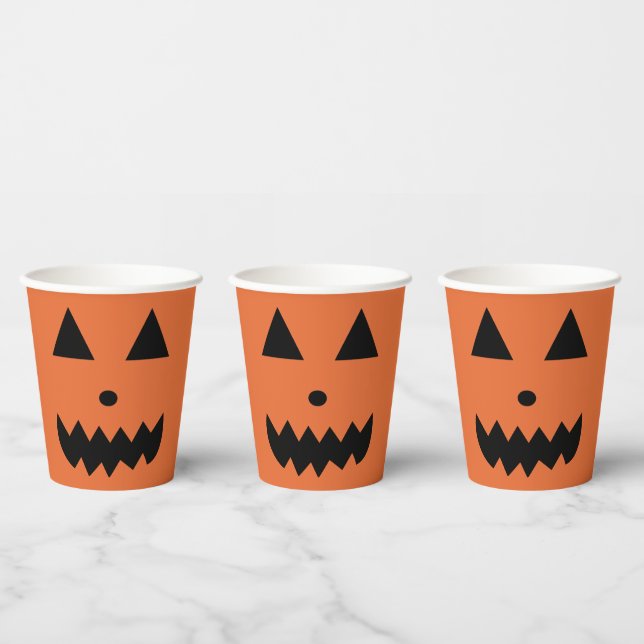 Orange Halloween Jack-O-Lantern Pumpkin-Gesicht Pappbecher (Multi)