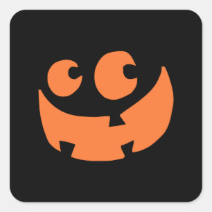 Orange Halloween-Kürbis glücklich Quadratischer Aufkleber