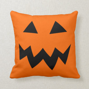 Orange Halloween-Kürbiskopfgesichts-Wurfskissen Kissen