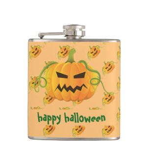 Orange Halloween-Kürbismuster nahtlos Flachmann
