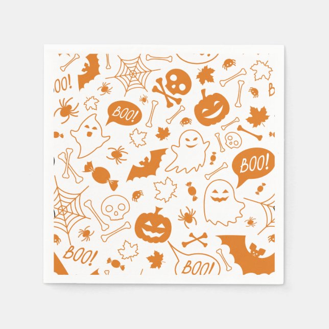 Orange Halloween Pattern Happy Halloween Art Serviette (Vorderseite)