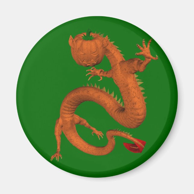 Orange Halloween Pumpkin Dragon Magnet (Vorne)