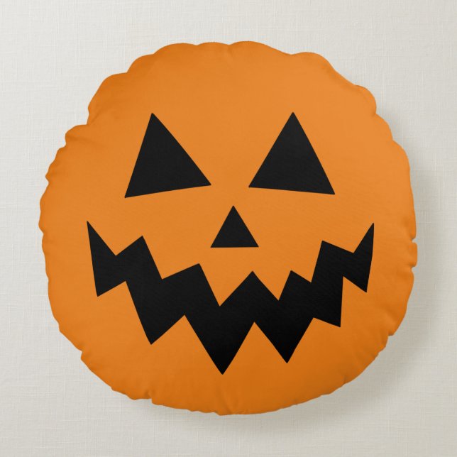 Orange Halloween Pumpkin Kürbislaterne Rundes Kissen (Vorderseite)