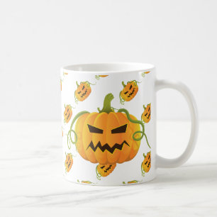Orange Halloween Pumpkin Nahtloses Muster Kaffeetasse