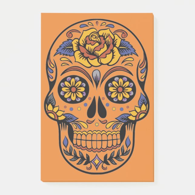 Orange Halloween Skull Post-it Klebezettel (Vorderseite)