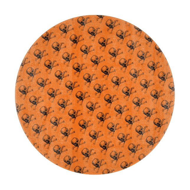 Orange Halloween Skull Schneidebrett (Vorderseite)