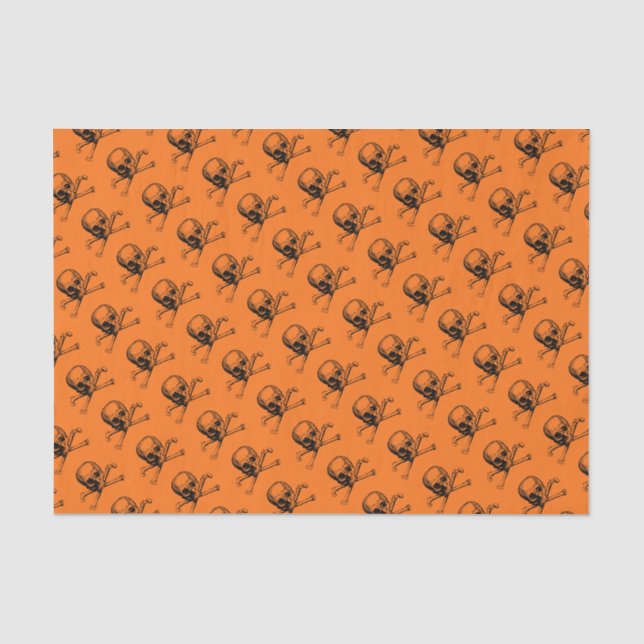 Orange Halloween Skull Seidenpapier (Vorderseite)