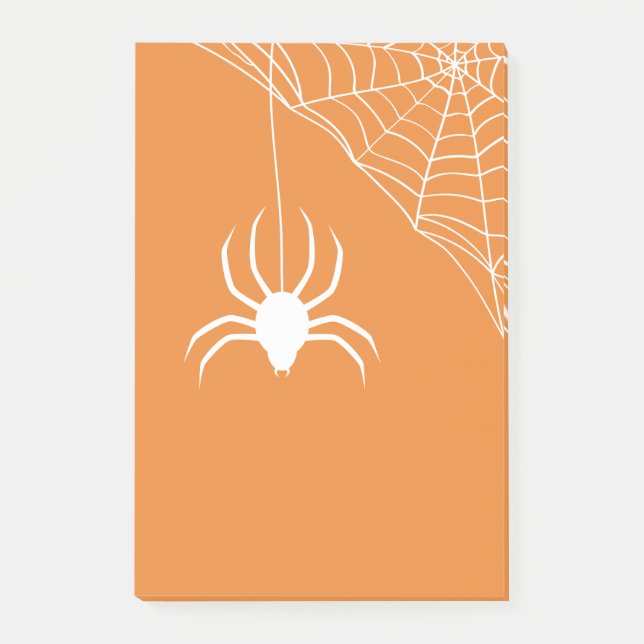 Orange Halloween Spiderweb Post-it Klebezettel (Vorderseite)