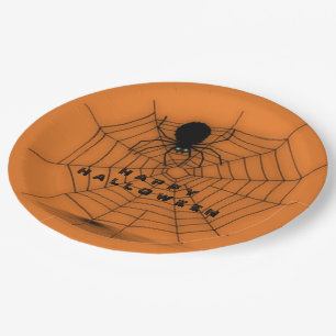 Orange Halloween-Spinnen-Netz-Papier-Teller Pappteller