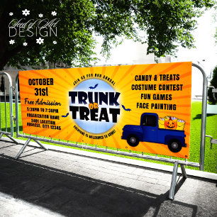 Orange Halloween Trunk oder Leckerei Truck Pumpkin Banner