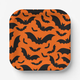 orange Halloween Vampir Fledermäuse gothic Pappteller