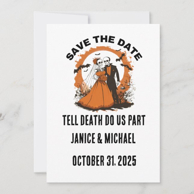 Orange Halloween Wedding Save the Date (Vorderseite)