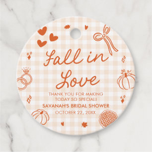 Orange Handgezeichnete Fall in Love Brautparty Geschenkanhänger