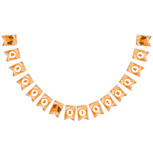 Orange Happy Birthday Blumengirlande-Banner Wimpelkette