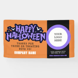 Orange Happy Halloween QR Business Banner