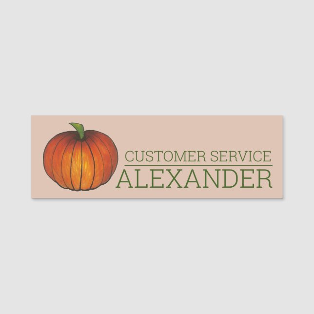 Orange Harvest Pumpkin Herbstfallen Farm Namensschild (Vorderseite)