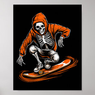 Orange Hat Skater mit Skateboard Halloween Costum Poster