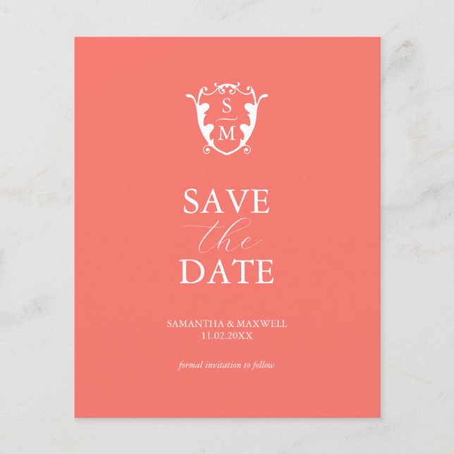Orange-Haushaltsmonogramm Save the Date Flyer (Vorne)