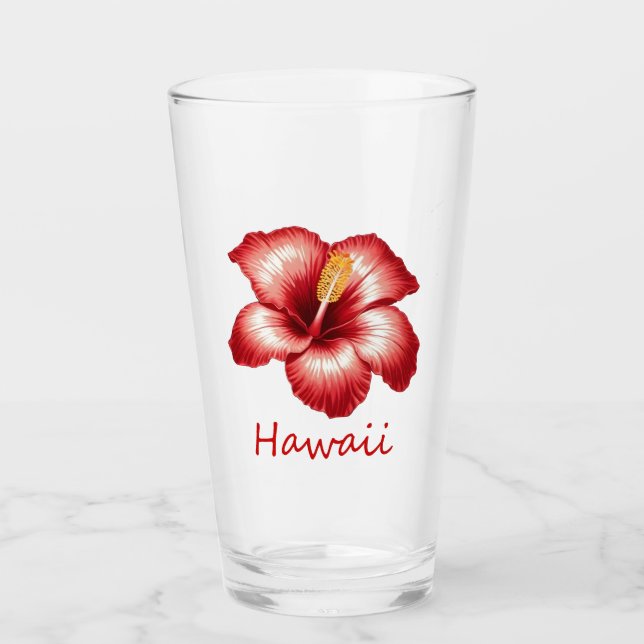 Orange hawaii Hibiskus Glas (Vorderseite)
