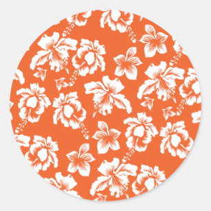 Orange Hawaiian Hibiskus Runder Aufkleber