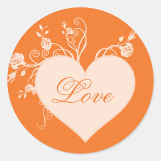 Orange Heart and Rose Liebe Stickers