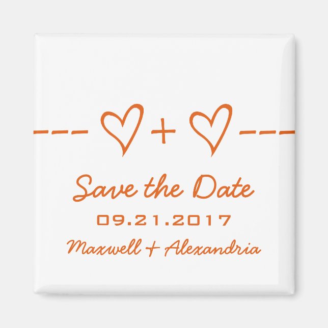 Orange Heart Equity Speichern Sie das Datumsfenste Magnet (Vorne)