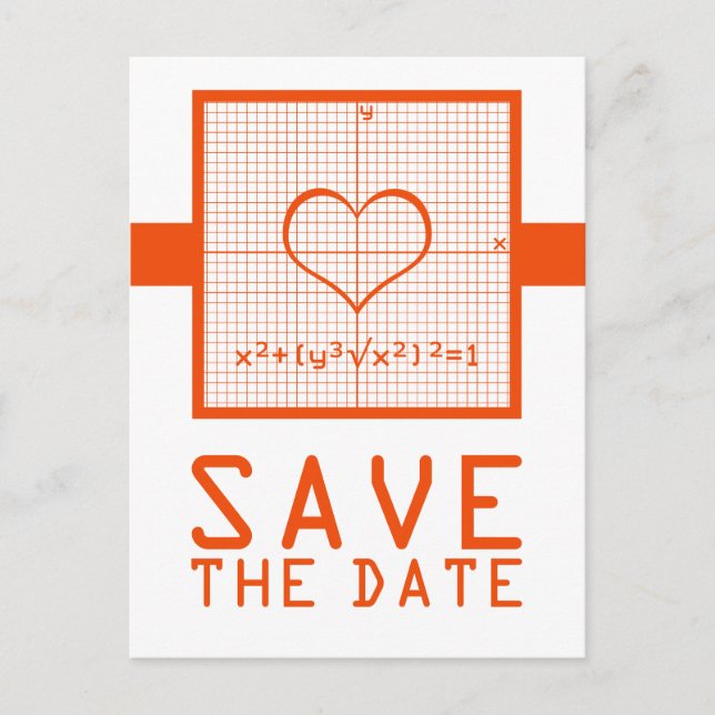 Orange Heart Math Graph Save the Date Postkarte (Vorderseite)