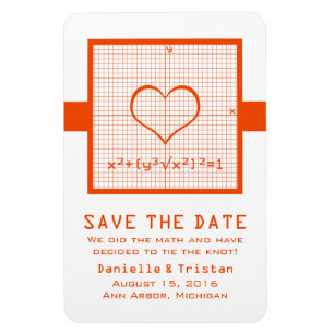 Orange Heart Math Graph Speichern Sie das Date Mag Magnet