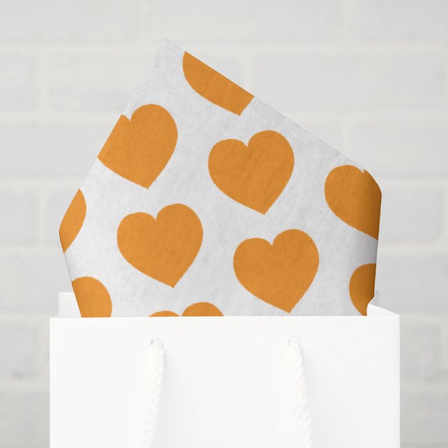 Orange Heart Modern Happy Love Notes Love Seidenpapier (Geschenktüte)