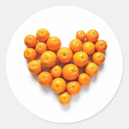 Orange Heart Runder Aufkleber