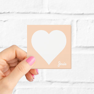 Orange Heart Sticky Notes mit Name Post-it Klebezettel