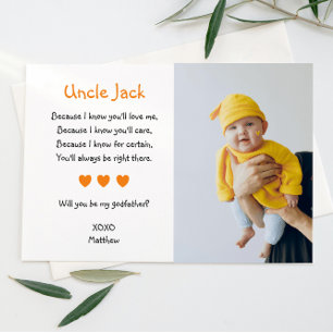 Orange Hearts werden Sie mein Pate mit Foto sein Einladung