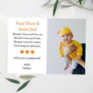 Orange Hearts wirst du meine Eltern mit Foto sein Einladung