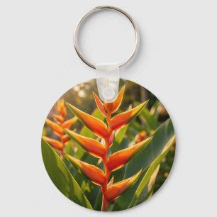 Orange Heliconia Tropische Blume Golden Hour  Schlüsselanhänger