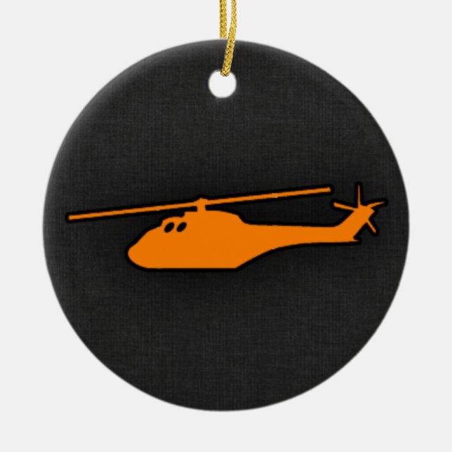 Orange Helicopter Keramik Ornament (Vorne)