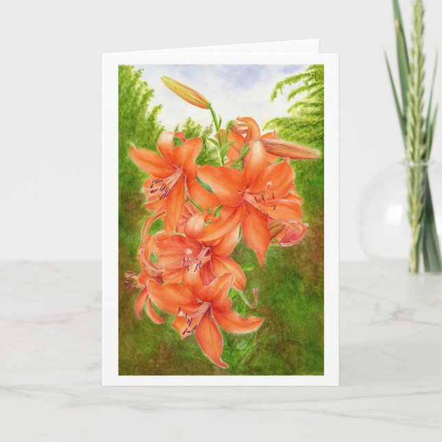 Orange Helligkeits-Aquarellkunst-Grußkarte Karte (Vorderseite)