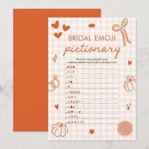 Orange Herbst Brautparty Emoji Pictionary Spiel Einladung