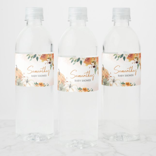 Orange Herbst Floral Pumpkin Baby Dusche (Flaschen)