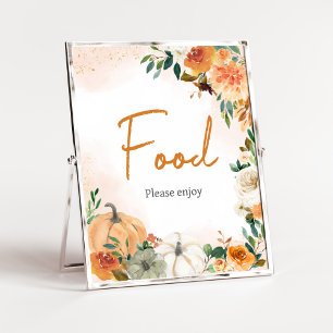 Orange Herbst Floral Pumpkin Baby Dusche Nahrung Poster