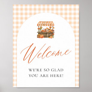 Orange Herbst-Frisch-auf-dem-Markt-Willkommensschi Poster