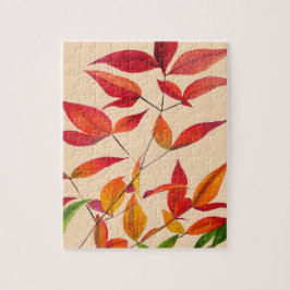 Orange Herbst hinterlässt originale Aquarellkunst