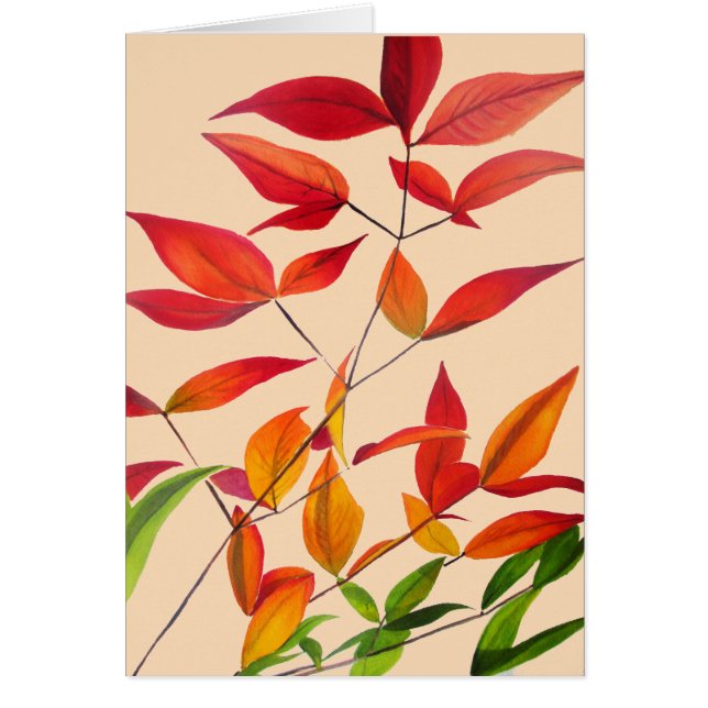 Orange Herbst hinterlässt originale Aquarellkunst (Vorne)