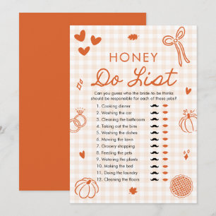 Orange Herbst-Hochzeits-Spiel: Honey-Do-Liste Einladung