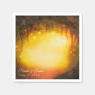 Orange Herbst Rustikaler Verzauberter Wald Empfang Serviette