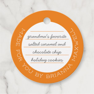 Orange hergestellt mit Liebe Circle Food Geschenk Geschenkanhänger