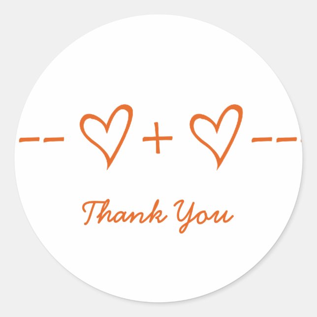 Orange Herz Gleichung Danke Stickers (Vorderseite)