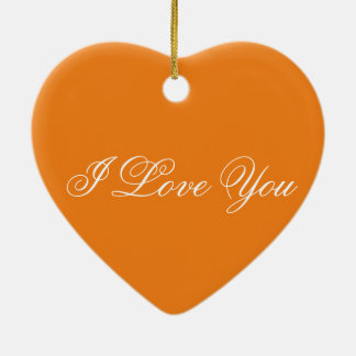 Orange Herz-Verzierung - i-Liebe Sie Keramik Ornament
